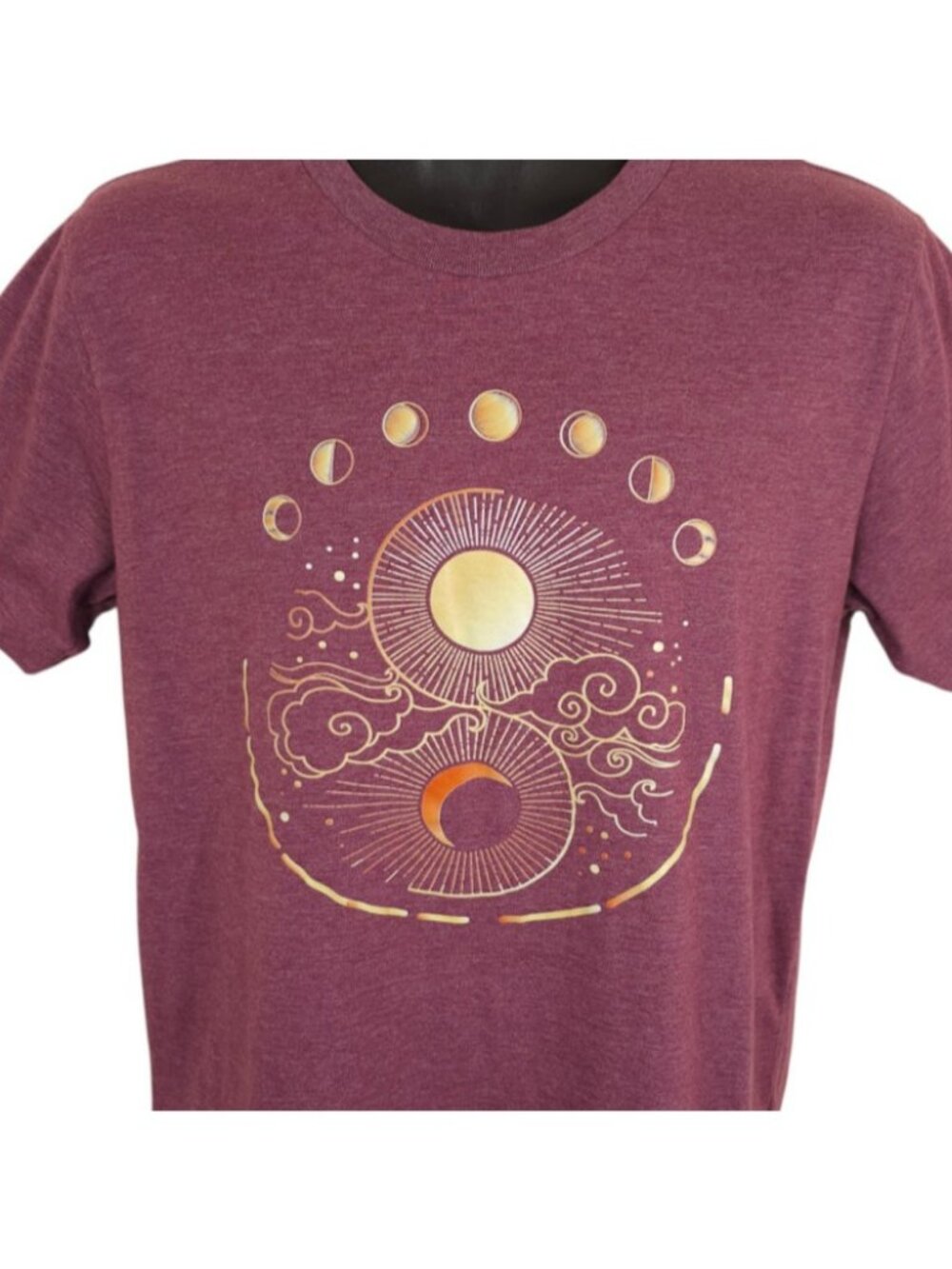 Mystic Moon Sun T Shirt Mens Size Medium Red Moon Phases Astrology Celestial